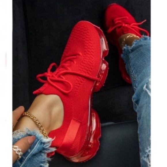 Shoes - !! NEW !! Slip On Flyknit Sneakers in Red